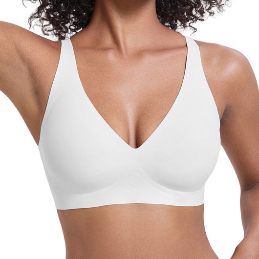 Jelly Wireless Womens Comfortable Bras Push Up Deep V Everyday Bras