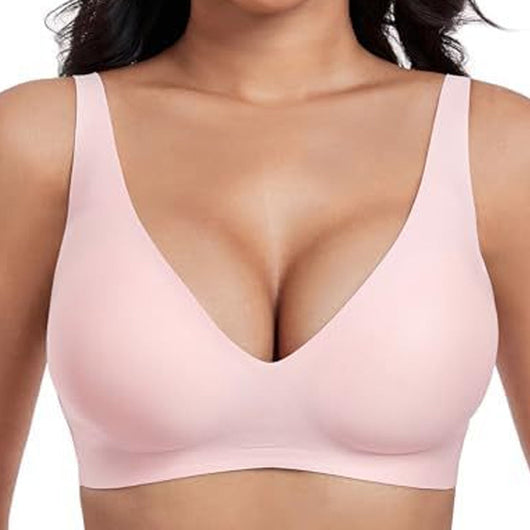 Jelly Wireless Womens Comfortable Bras Push Up Deep V Everyday Bras