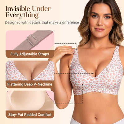 Jelly Wireless Womens Comfortable Bras Push Up Deep V Everyday Bras