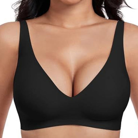 Jelly Wireless Womens Comfortable Bras Push Up Deep V Everyday Bras