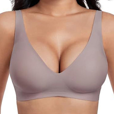 Jelly Wireless Womens Comfortable Bras Push Up Deep V Everyday Bras