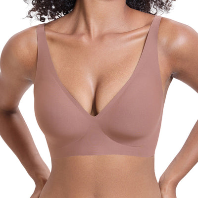 Jelly Wireless Womens Comfortable Bras Push Up Deep V Everyday Bras