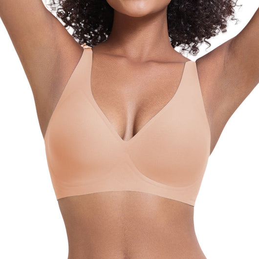 Jelly Wireless Womens Comfortable Bras Push Up Deep V Everyday Bras