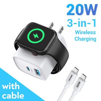 3-in-1 Wall Charger: Watch Charger Built Into The Plug