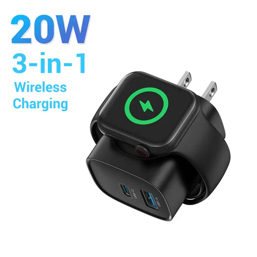 3-in-1 Wall Charger: Watch Charger Built Into The Plug