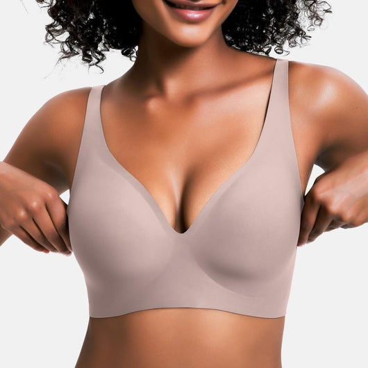 Jelly Wireless Womens Comfortable Bras Push Up Deep V Everyday Bras