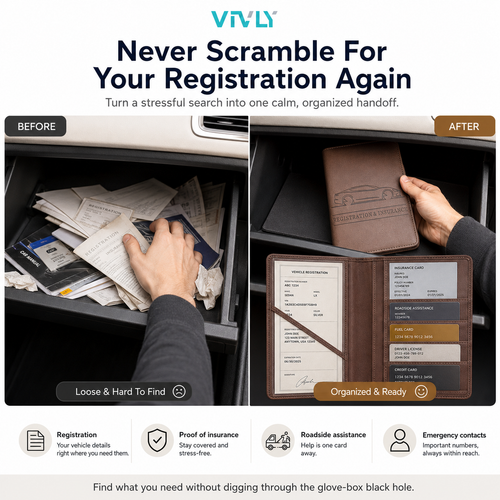 Car Registration & Insurance Holder: Traffic Stop Ready