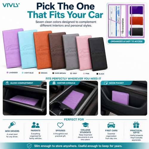 Car Registration & Insurance Holder: Traffic Stop Ready
