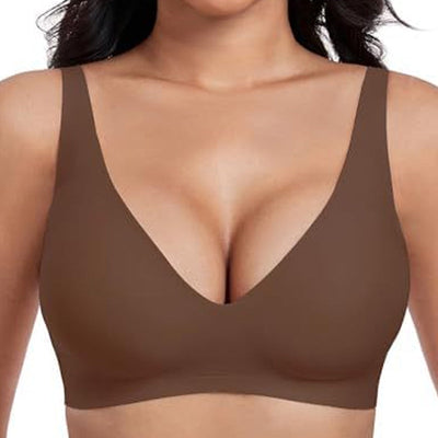 Jelly Wireless Womens Comfortable Bras Push Up Deep V Everyday Bras