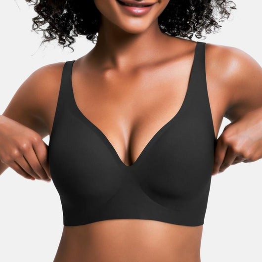 Jelly Wireless Womens Comfortable Bras Push Up Deep V Everyday Bras