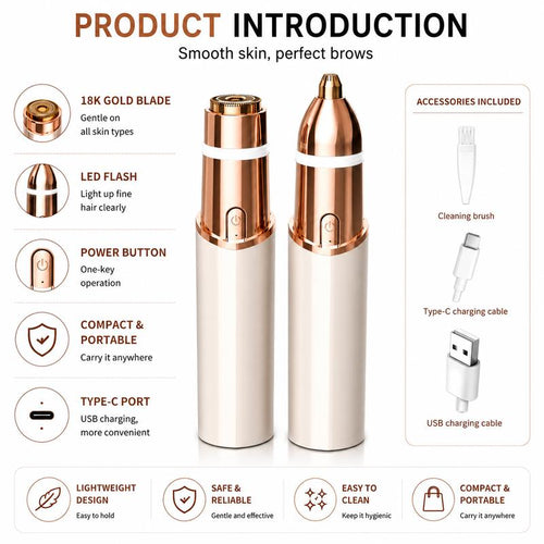 2-in-1 Facial Hair Remover: Smooth Skin & Crispy Brows, Painlessly
