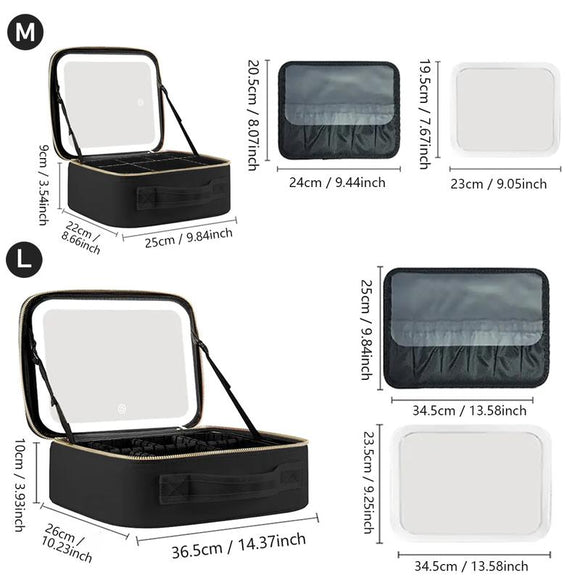 LED mirror makeup case
