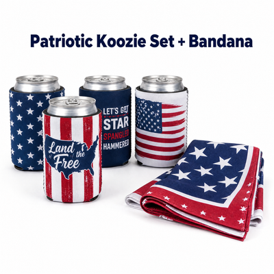Patriotic Koozie Set + Bandana