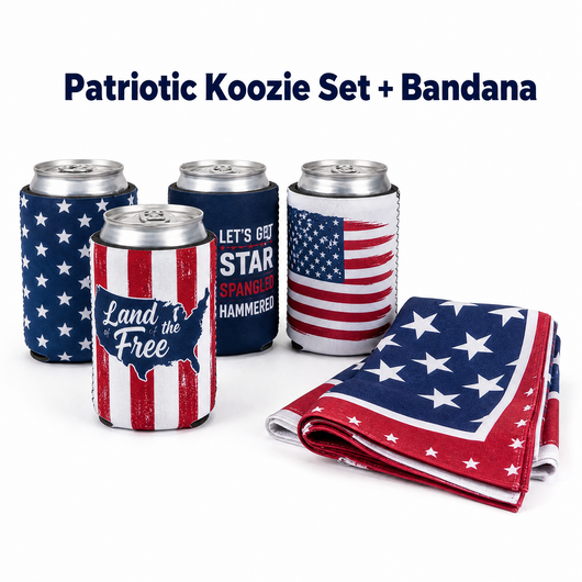 Patriotic Koozie Set + Bandana