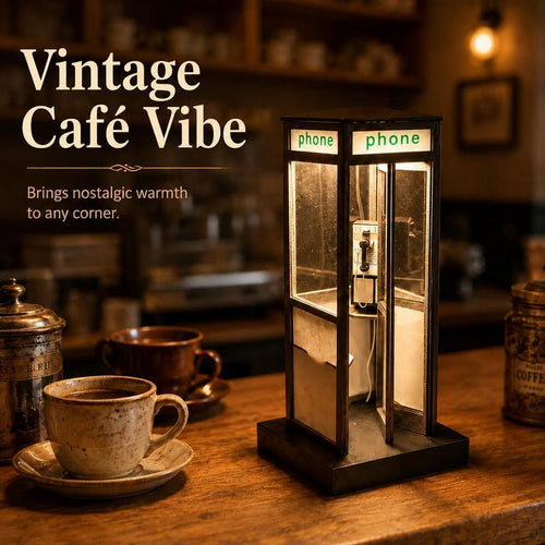 Retro Telephone Booth Night Light: Warm Bedside Glow