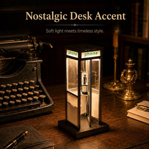 Retro Telephone Booth Night Light: Warm Bedside Glow