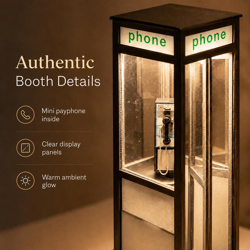 Detailed Vintage Booth with a Tiny Payphone Inside
