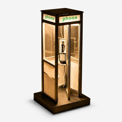Retro Telephone Booth Night Light: Warm Bedside Glow