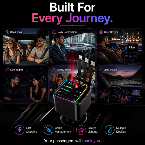 Starlight Retractable Car Turbo Charger: Full Car Power + Night Mode