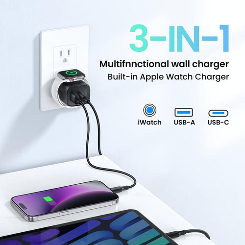 3-in-1 Wall Charger: Watch Charger Built Into The Plug