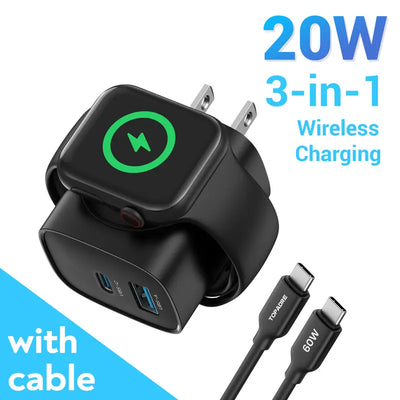 3-in-1 Wall Charger: Watch Charger Built Into The Plug