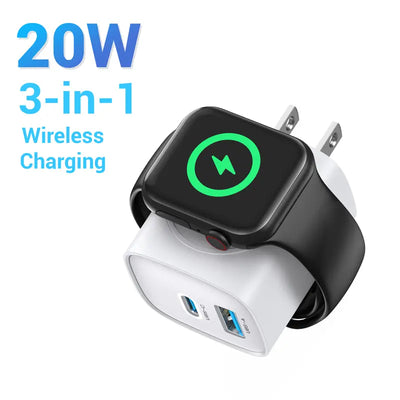 3-in-1 Wall Charger: Watch Charger Built Into The Plug